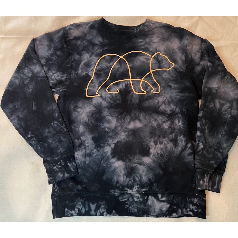 Independent Trading Co Star Valley Bear Tie Dye Sweatshirt Black Grey Small